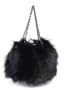 Fur Handbag - Black Fox - Crystal Clasp