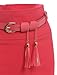 LE3NO Womens Fitted High Waisted Midi Skirt with Faux Leather Belt
