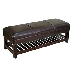4D Concepts Large Faux Leather Bench with Lift Top, Black