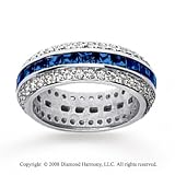 2 1/2 Carat Blue Sapphire and Diamond 14k White Gold Eternity Band