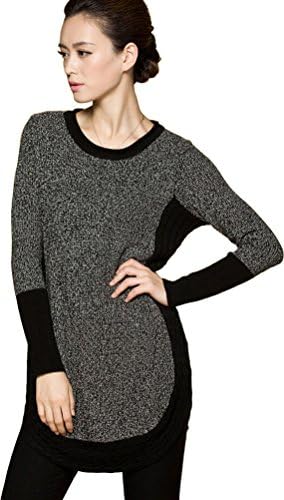 DD2 Round Neck Long Sleeve Long Pattern Knit Sexy Sweater (M,L,XL) (XL)