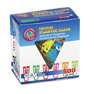 Advantus PC0300 – Paper Clips, Plastic, Medium Size, Assorted Colors, 500/Box-GEMPC0300