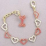 Hearts with Bone, Fish or Mouse Charm Pet Necklace : Charm BONE CHARM : Finish 23K GOLD : Size 18 INCHES : Code HRT10B3CG