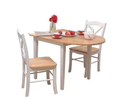 TMS 3pc Tiffany Dining Set, White/Natural