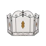 Outdoor Living : UniFlame 3 Fold Black Wrought Iron Screen W/ Acrylic Inlay