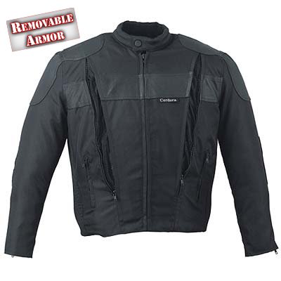 Mens Combination Armored Leather & Cordura Vented Motorcycle Jackets
