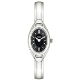 Timex Women's Oval Diamond Accented  Silver-Tone Bangle Watch #T2M582