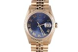 Rolex Mens Yellow Gold Datejust Blue Roman Dial