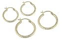 14K Yellow Gold Hoop Earrings, Set of Two Pair