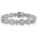 Sterling Silver Vintage-Look Diamond Accented Bracelet - 7.5"