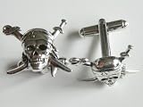 skull and swords sterling silver cufflinks by classic cufflinks