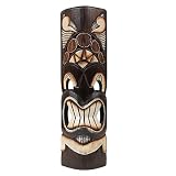 Hawaii-Maske Dekoration Wand-Maske Hawaii Tiki Wandmaske 60er Holzmaske Wanddeko 50 cm Holz 12