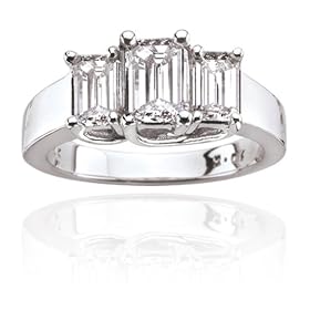 Buy 14k White Gold Emerald Cut Diamond 3-Stone Ring (3 4 ct center, 1 1 2 cttw, I-J Color, I1 Clarity) by Amazon.com Collection
