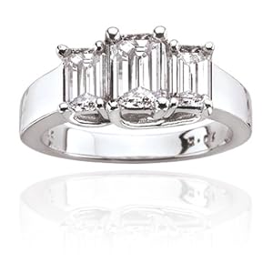 Buy 14k White Gold Emerald Cut Diamond 3-Stone Ring (3 4 ct center, 1 1 2 cttw, I-J Color, I1 Clarity) by Amazon.com Collection