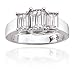 14k White Gold Emerald Cut Diamond 3-Stone Ring (3/4 ct center, 1 1/2 cttw, I-J Color, I1 Clarity)