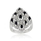 Sterling Silver Genuine Sapphire & Diamond Diamond Shaped Ring