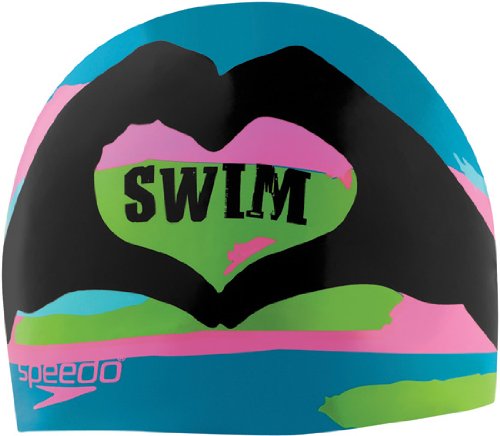 Speedo Silicone 'I Heart Swim' Swim Cap