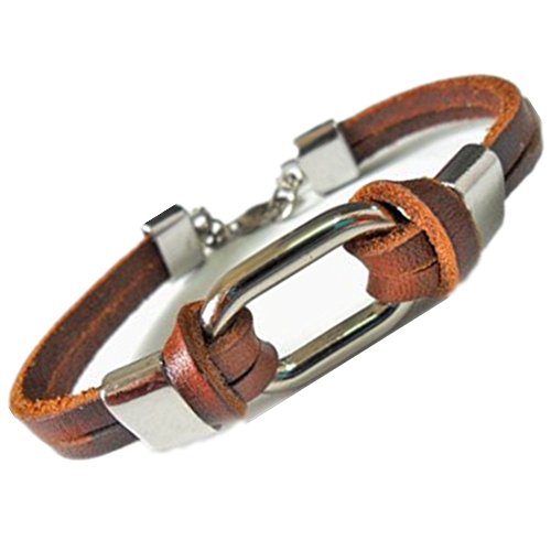 Bangle leather bracelet buckle bracelet men bracelet women bracelet made of alloy and brown leather wrist bracelet SL2308