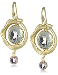 Renata de Dalmas White Topaz, Green and Pink Amethyst Drop Earrings