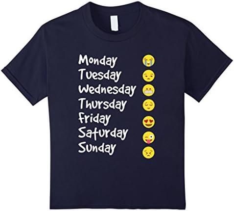Kids Emoji T-Shirt Love Your Emoticon Shirt 7 Days A Week! White Writng 12 Navy