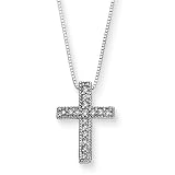 10K White Gold 0.12 ct. Diamond Cross Pendant with Chain