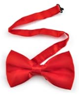 TopTie Mens Formal Solid Red Banded Bow Tie, Breast Cancer Awareness