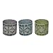 Indiana Glass 31359 Translucent Glass & Plaster Mosaic Designed Candle Holder - Assorted colors