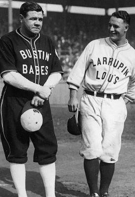 Professionally Framed Babe Ruth and Lou Gehrig New York Yankees Archival Photo Sports Poster Print - 13x19 with RichAndFramous Black Wood Frame