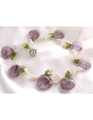 Amethyst , Peridot, Pearls & Rose Quartz 17"" Necklace