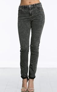 Acid Washed Skinny Jeans BLACK 7