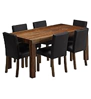 Tiga Dining Table and 6 Leather Dining Chairs Set