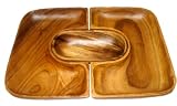 All Natural Acacia Wood Three-Piece Sectional Serving Tray