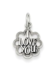 14k White Gold I Love You Charm