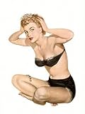 Pin Up Girl Art - Beautiful Blonde in black underwear. 18x24