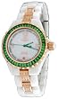 Oniss #ON8890-LRG Women's Rose Gold Trim Baguette Crystal White Ceramic Watch