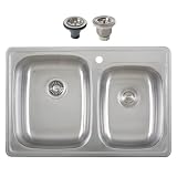 Ticor Overmount 18 Gauge Stainless Steel Double Bowl Kitchen Sink