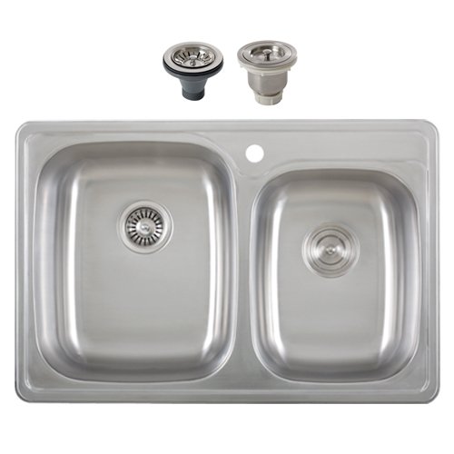 Ticor Overmount 18 Gauge Stainless Steel Double Bowl Kitchen Sink