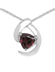 0.80 Carat Genuine Garnet Sterling Silver Pendant Necklace. 18"