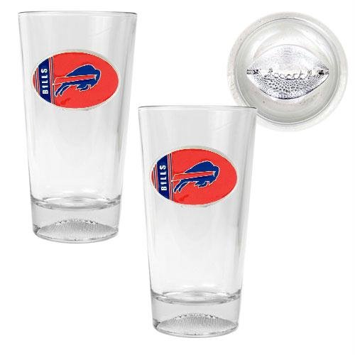 NFL Buffalo Bills Two Piece Pint Ale Glass Set with Football Bottom - Oval Logo