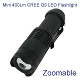 Mini 400 Lumen CREE Q5 Zoomable and Focus Adjustable LED Flashlight Torch With Waterproof Design