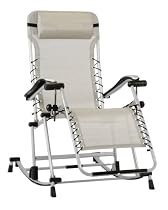 Rock-N-Lounge Zero Gravity Patio Recliner Lounge Chaise (Steel / Beige)