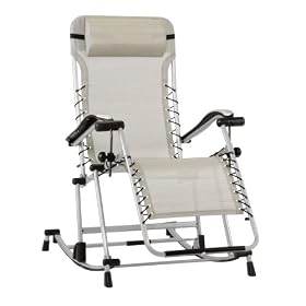 Rock-N-Lounge Zero Gravity Patio Recliner Lounge Chaise (Steel / Beige)