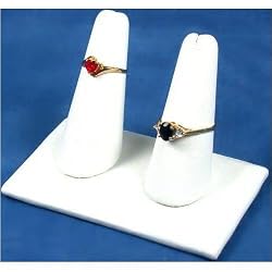 White Leather Double Ring Showcase Countertop Display
