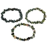 Tumbled Polished Tourmaline Chip Bracelets - Set of 3 - Dark Green, Green, and Assorted