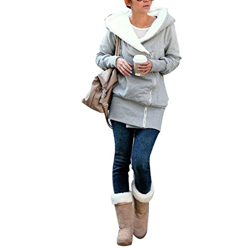 Amoin Women's Zip Up Plush Lining Warm Long Sleeve Hooded Coat Fashion Hoodie