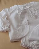 Newborn Layette. Diaper Shirt Set(3pcs.). Infant hand embroidered wear. White.