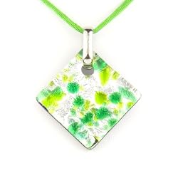 Murano Glass Pendant Jewelry - Square L Green