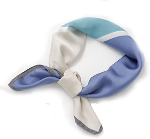 The Genie Color Block Square Scarf (Blue ivory)