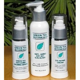 Green Tea Anti-aging Kit includes Green Tea Calming Serum, Green Tea Eye Repair & Green Tea Sun Block
