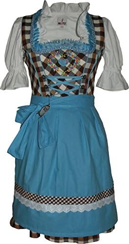 Blitz Dirndl 3pcs Bt22 Dirndl 90cm Color: Brown - White - Turquoise (12-M)